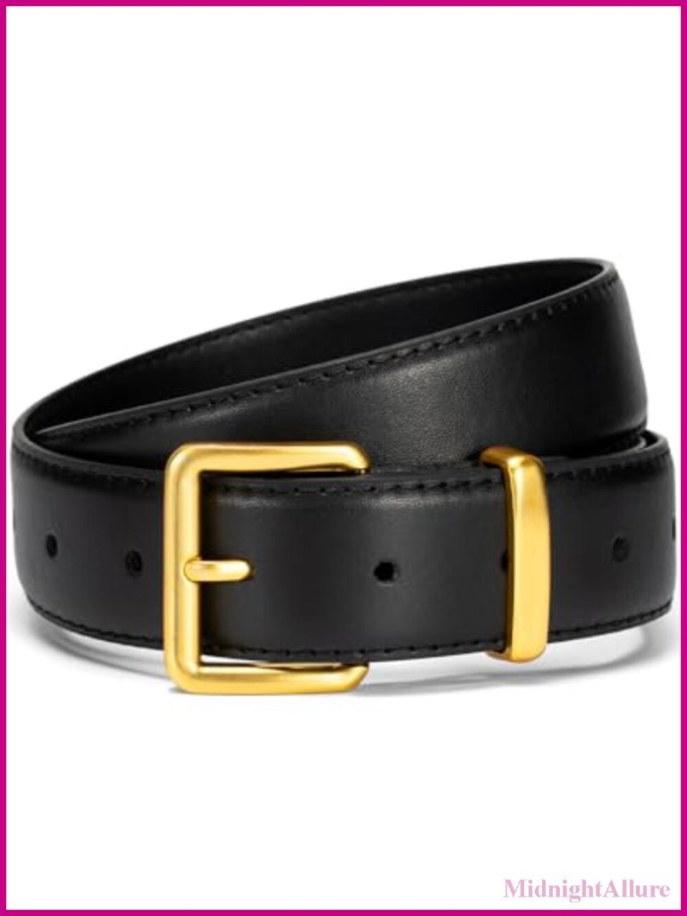maikun Faux Leather Waist Belt Gold Buckle Casual Dress Belt